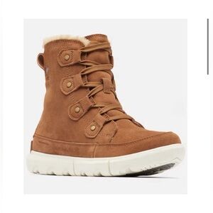 Sorel Explorer Next Joan Waterproof Boots in Velvet Tan and Fawn.